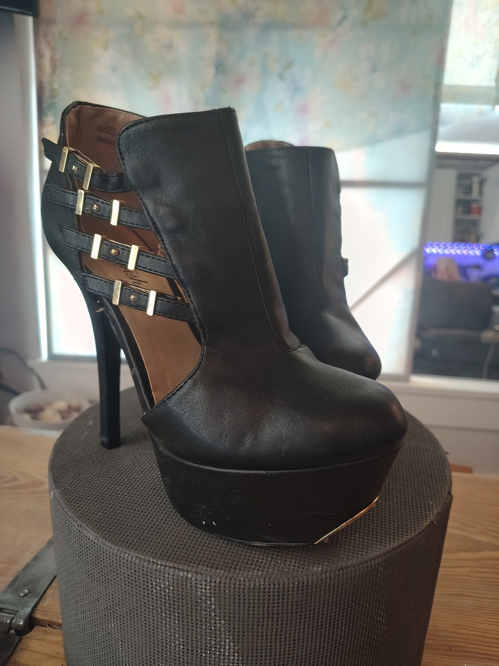 Women's Black Platform Stiletto Ankle Boots